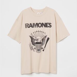 H&M Ramones Oversized T Shirt, beige XS